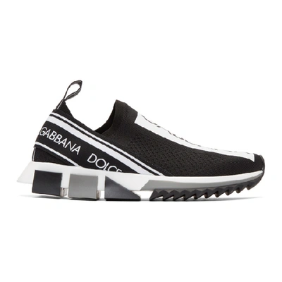 Dolce & Gabbana Black And White Runaway Knit Sneakers