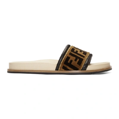 Fendi Brown Velvet 'forever ' Slides