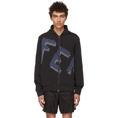 Fendi Logo-print Hooded Jacket In Black