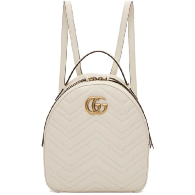 Gucci Gg Marmont Matelassé Leather Backpack In White Chevron Leather
