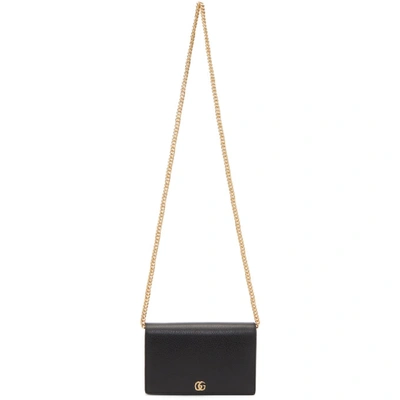 Gucci Gg Marmont Leather Mini Chain Bag In Black