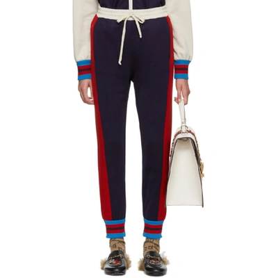 Gucci Striped Cotton-blend Trackpants In 4353 Blue
