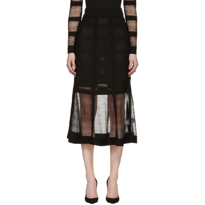 Alexander Mcqueen Corset-effect Contrast-knit Midi Skirt In 1000 - Black