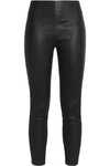 ALEXANDER WANG T WOMAN CROPPED LEATHER SKINNY trousers BLACK,US 12789547615811780