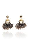 RANJANA KHAN CARAMBOLA PEARL AND FEATHER GOLD-TONE DROP EARRINGS,PF18-407E