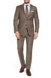 Hart Schaffner Marx New York Classic Fit Stretch Windowpane Wool Suit In Brown