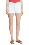 Frame Frayed Denim Cut Off Shorts In White