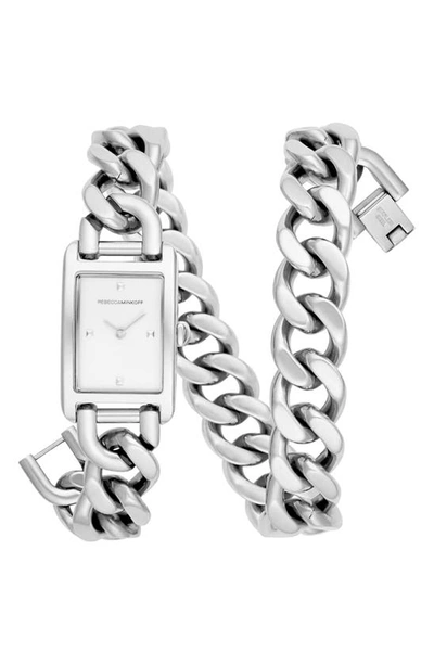 Rebecca Minkoff Moment Chain Wrap Bracelet Watch, 19mm X 30mm In Silver