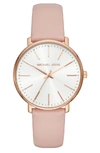 Michael Kors Pyper Rose Goldtone And Leather Strap Watch In Pink/ Gold