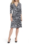 Leota Print Jersey Faux Wrap Dress In Medium Gray