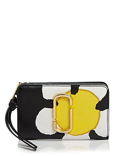 Marc Jacobs The Grind Compact Leather Wallet In Yellow Multi/gold