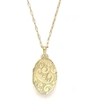 MONICA RICH KOSANN 18K YELLOW GOLD OVAL FLORAL TWO PHOTO LOCKET NECKLACE, 30,43004-30-DELICATE