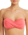 Tommy Bahama Pearl Twist Bandeau Bikini Top In Coral Glow
