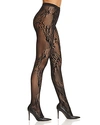 Natori Signature Sheer Feather Lace Net Tights In Black