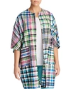 Marina Rinaldi Fase Open-front Check-print Jacket In Fuchsia
