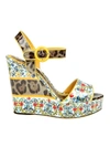 DOLCE & GABBANA SANDAL WITH PRINTED PATENTED WEDGE,10521842