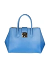 FURLA METROPOLIS M HAND BAG IN LIGHT BLUE colour LEATHER,10521921