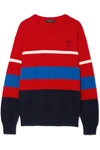 BURBERRY EMBROIDERED STRIPED WOOL SWEATER
