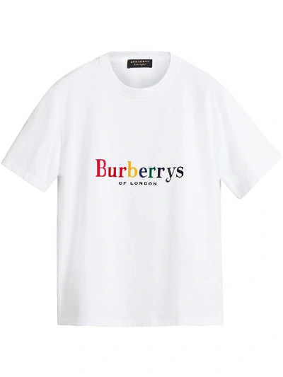 Burberry Re-issued Capsule Cotton T-shirt With Rainbow Logo Embroidery In  White | ModeSens