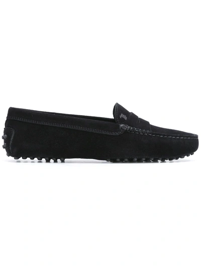 Tod's Black Gommino Loafers In Grained Leather Woman