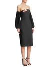 THEIA Off-the-Shoulder Balloon-Sleeve Dress