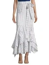 MILLY Striped Linen Skirt