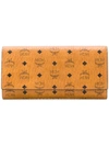 Mcm Three Fold Wallet In Visetos Original In Brown