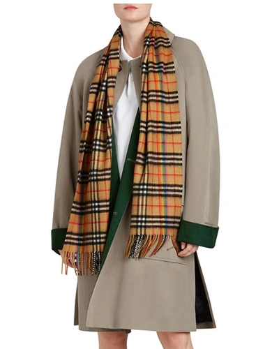 Burberry Classic Rainbow Vintage Check Cashmere Scarf In Brown