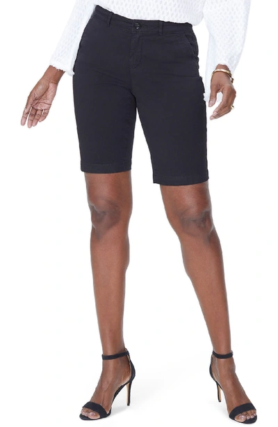 Nydj Briella Cuffed Denim Bermuda Shorts In Black In Black