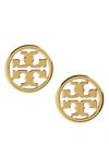 Tory Burch Circle Logo Stud Earrings In Tory Gold