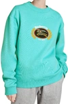 Burberry Re-issued Capsule Copes Crewneck Logo Crest Sweatshirt In Aqua