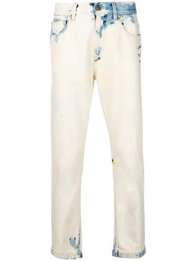 Gucci Cotton Denim Bleached Embroidered Jeans In White