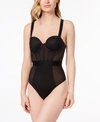 DKNY SHEERS STRAPLESS MESH-PANEL THONG BODYSUIT DK6008