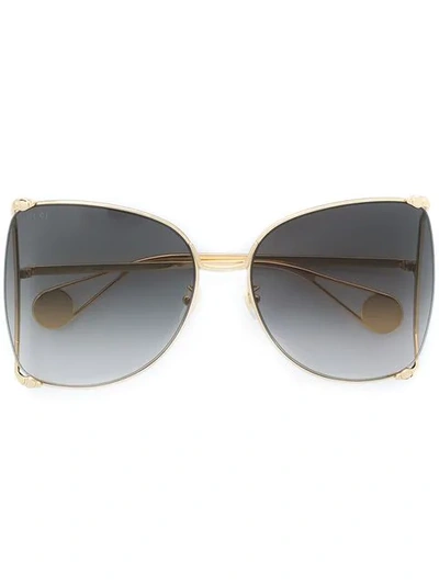 Gucci Pearl-embellished Sunglasses In Metallic