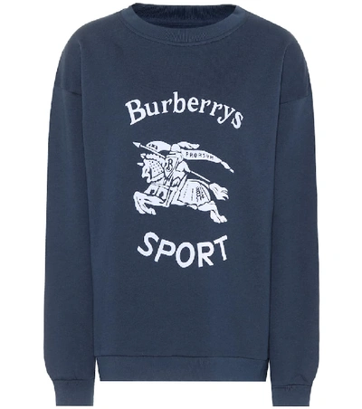 Burberry Flocked Cotton-blend Jersey Sweatshirt In Blue