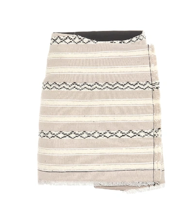 Saint Laurent Ikat-printed Wool Wrap Skirt In Beige