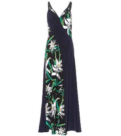 Diane Von Furstenberg Harlow Floral-print Silk-crepe Dress In Black