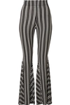 BEAUFILLE LAMOS STRIPED RIBBED STRETCH-KNIT FLARED PANTS