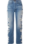 3X1 W3 HIGHER GROUND CROPPED DISTRESSED HIGH-RISE JEANS