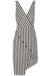 ALTUZARRA MARCEAU ASYMMETRIC STRIPED COTTON-BLEND DRESS