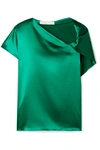 DION LEE KNOTTED SILK-SATIN TOP