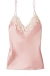 LA PERLA MAISON LACE-TRIMMED SILK-BLEND SATIN CAMISOLE