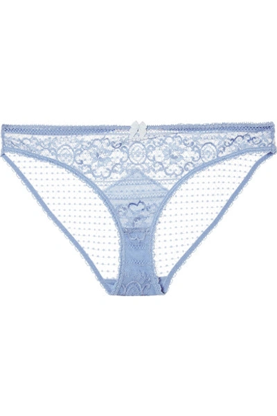 Stella Mccartney Ophelia Whistling Stretch-leavers Lace Briefs In Sky Blue