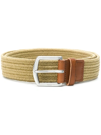 Polo Ralph Lauren Braided Logo-embossed Cotton-stretch Belt In Timber Brown