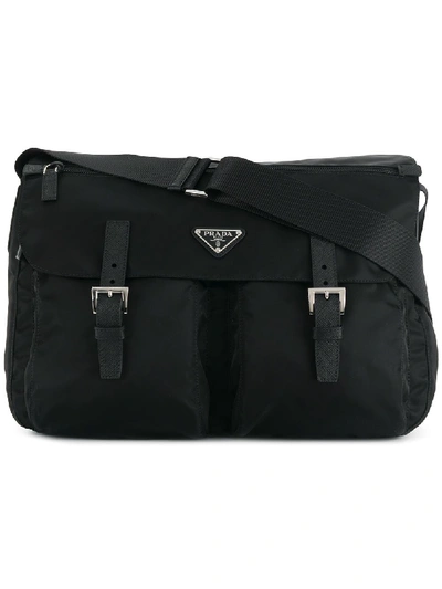Prada Logo Shoulder Bag In Black
