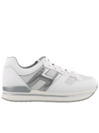 Hogan H222 Sneakers In White-silver