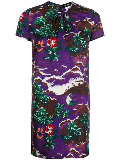 Dsquared2 Short Printed Dress In Multicolor