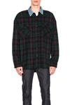 FEAR OF GOD FEAR OF GOD DENIM COLLARED OVERSIZED FLANNEL IN BLUE,CHECKERED & PLAID,GREEN