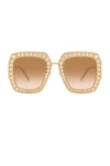 GUCCI OVERSIZE SQUARE CRYSTAL METAL