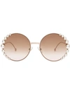 Fendi Women's Ribbons And Pearls Oversized Round Sunglasses, 58mm